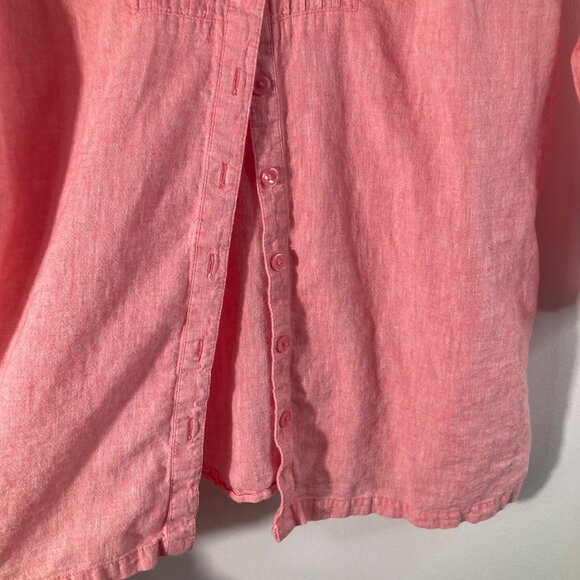 Womens Kim Rogers Linen Blend Button Shirt Pleated Detail Peach M Linen Cotton - Picture 6 of 9